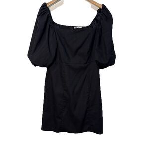 Women’s Milkmaid Dress Francesca's Mi Ami Puff Sleeve Black Sz Large EUC